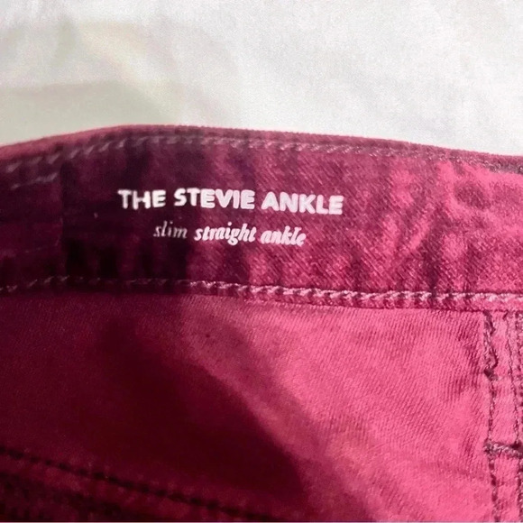 Anthropologie Stevie Ankle Velvet Pants Trousers Burgundy Maroon Size 25R - Picture 7 of 10